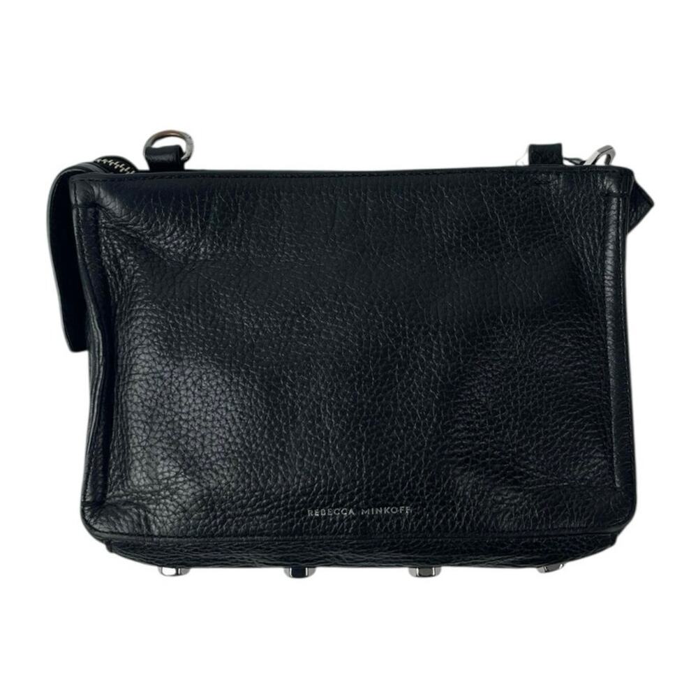 Rebecca Minkoff Darren Black Pebbled Leather Zip Purse Handbag Crossbody Bag OS